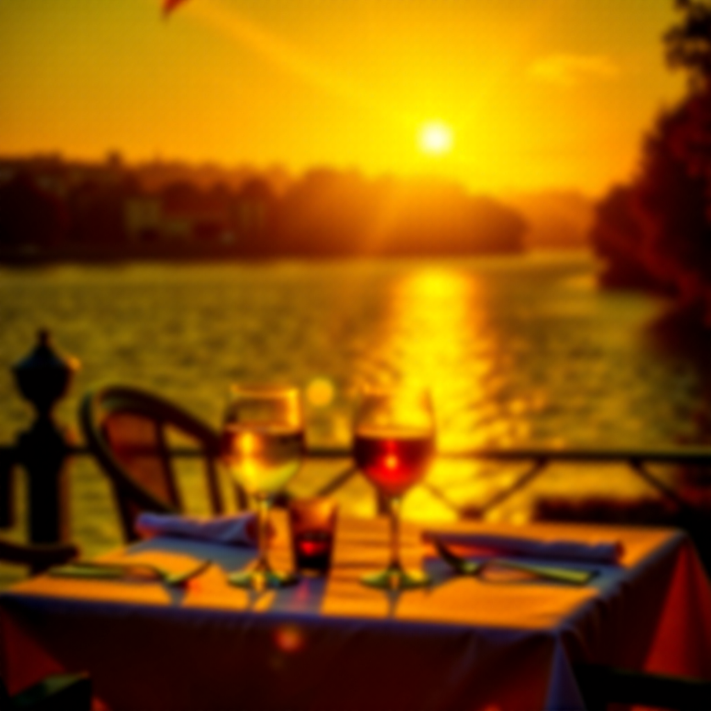 Restaurant Vichy lac Allier -- terrasse au bord de l'eau par Lola Sunset