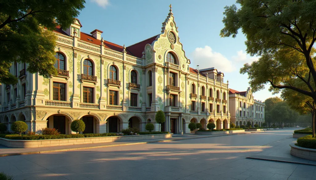aire de mise en valeur de larchitecture et du patrimoine featured Façade Belle Époque d'un édifice thermal de Vichy, exemple typique de l'aire de mise en valeur de l'architecture et du patrimoine, avec céramiques florales et balcons en ferronnerie