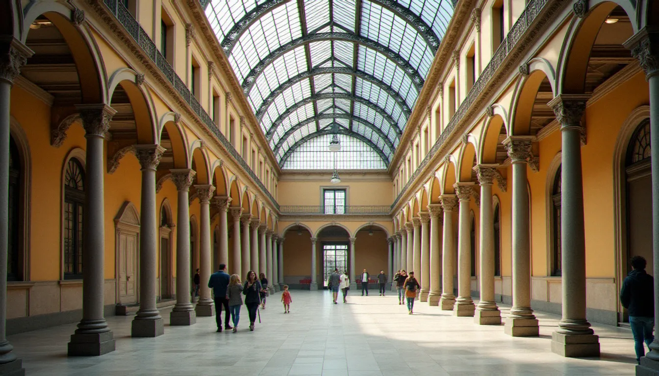Intérieur du Hall des Sources de Vichy avec ses colonnes en fonte et sa verrière néo-gothique, symbole du patrimoine thermal de la ville