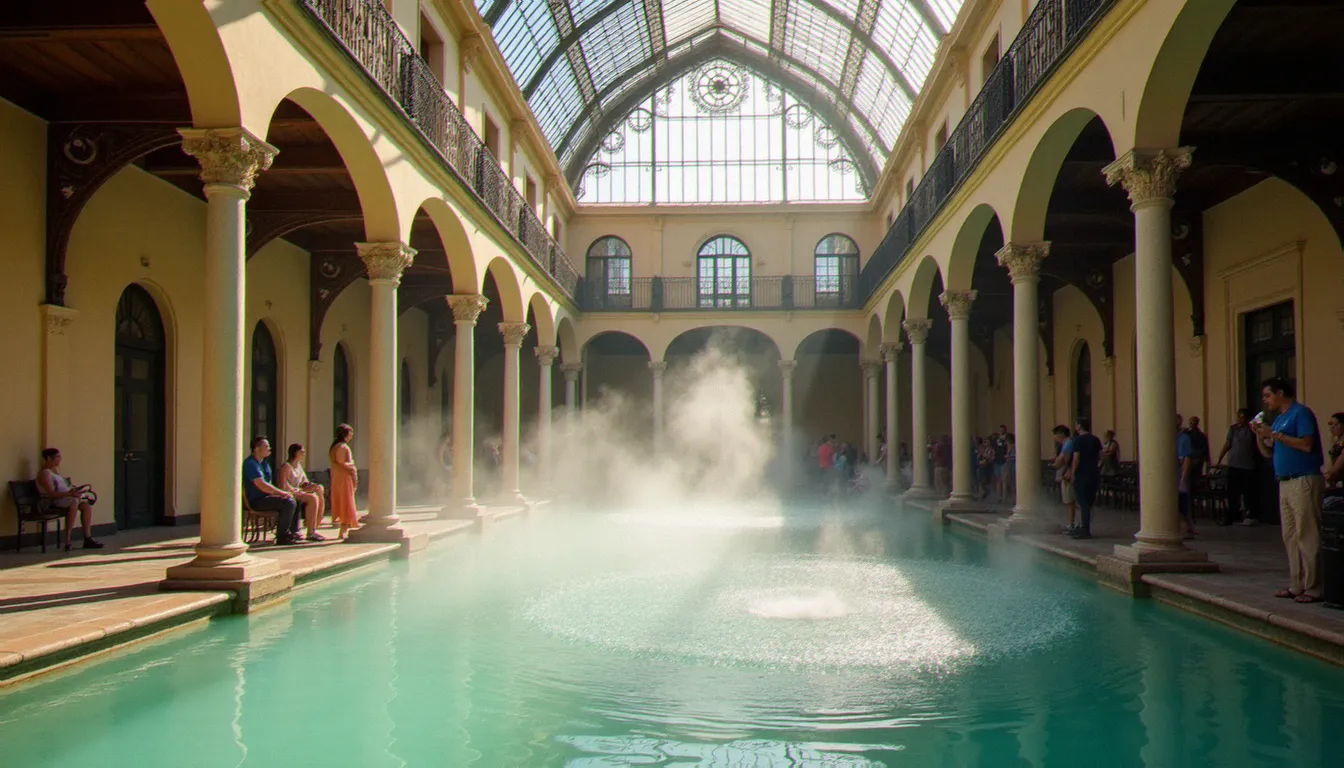 Hall des Sources de Vichy avec son architecture Belle Époque et ses fontaines d'eau minérale, lieu emblématique de la ville appelée capitale thermale de France