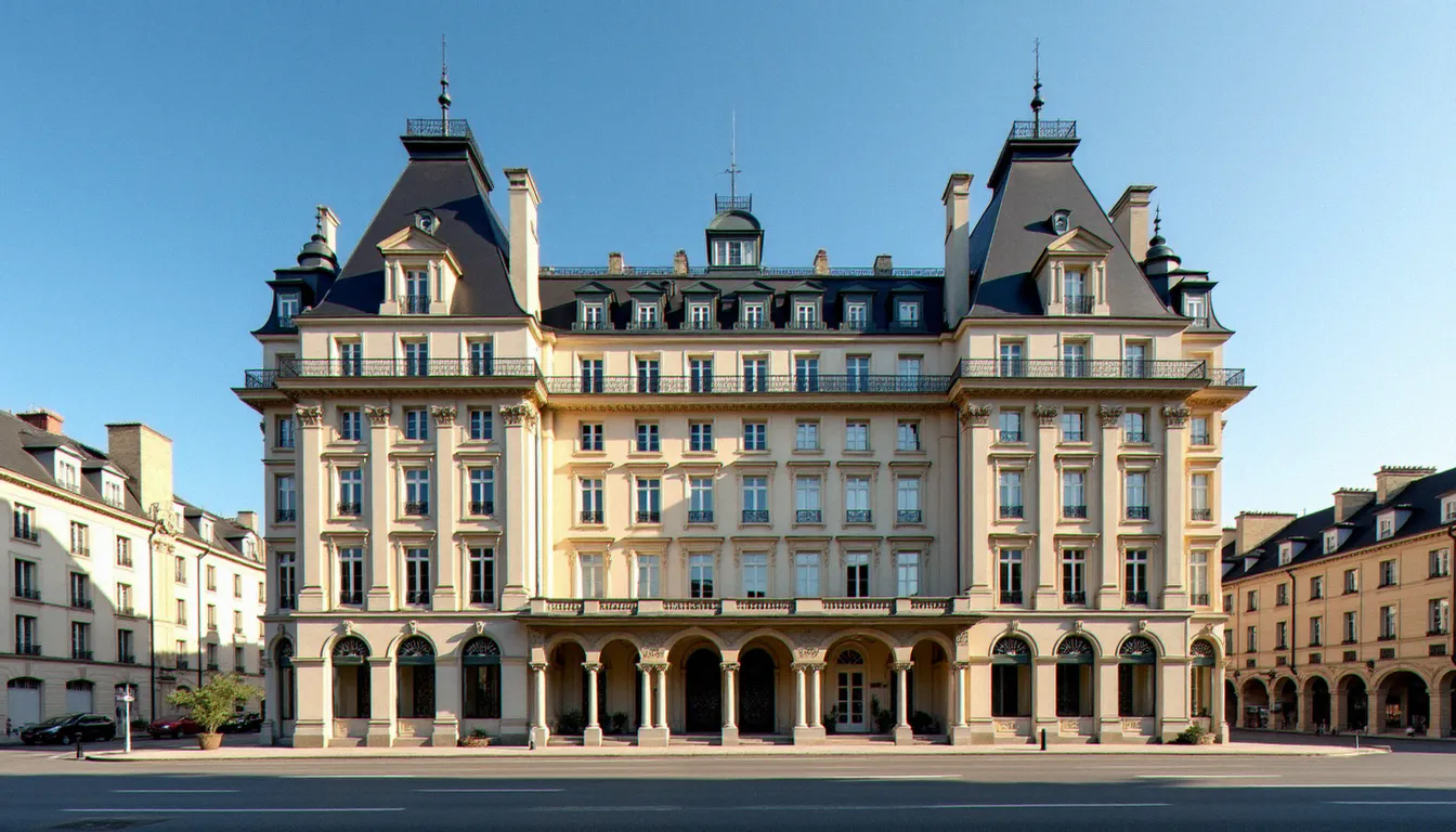 Façade de l'hôtel du Parc à Vichy, ancienne résidence de Pétain et symbole de l'ancienne capitale de pays