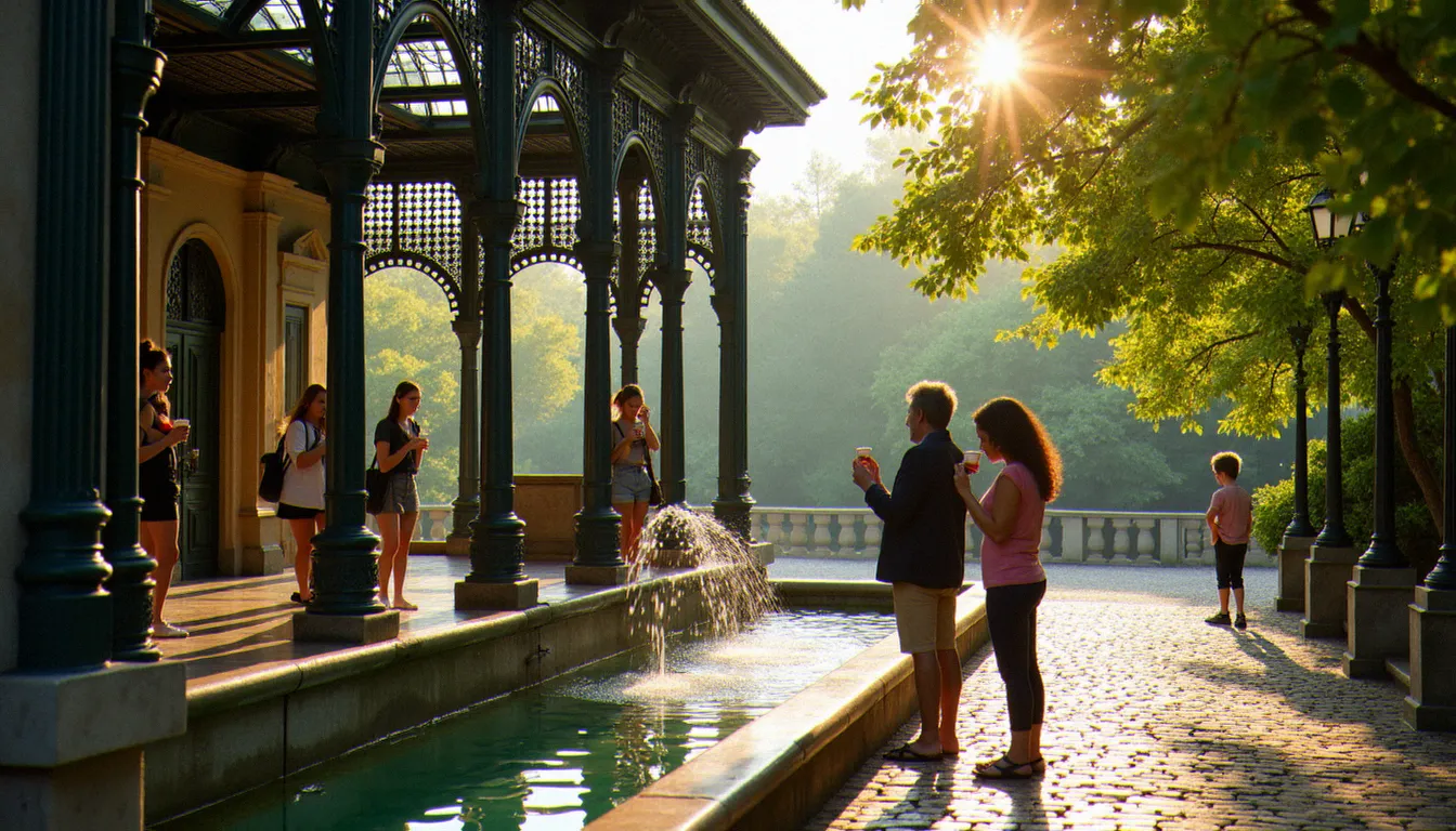 Pavillon des sources dans le parc thermal de Vichy, où les curistes boivent l'eau minérale dans le cadre du régime Vichy traditionnel
