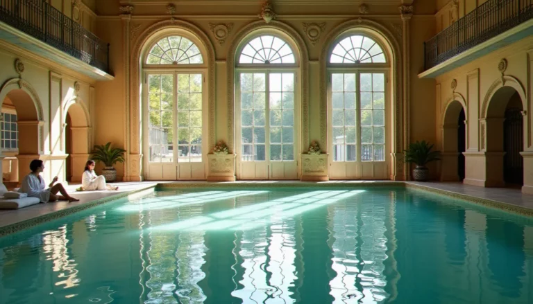 Piscine thermale intérieure d'un établissement de cure à Vichy, illustrant le régime Vichy et la tradition des soins par les eaux minérales