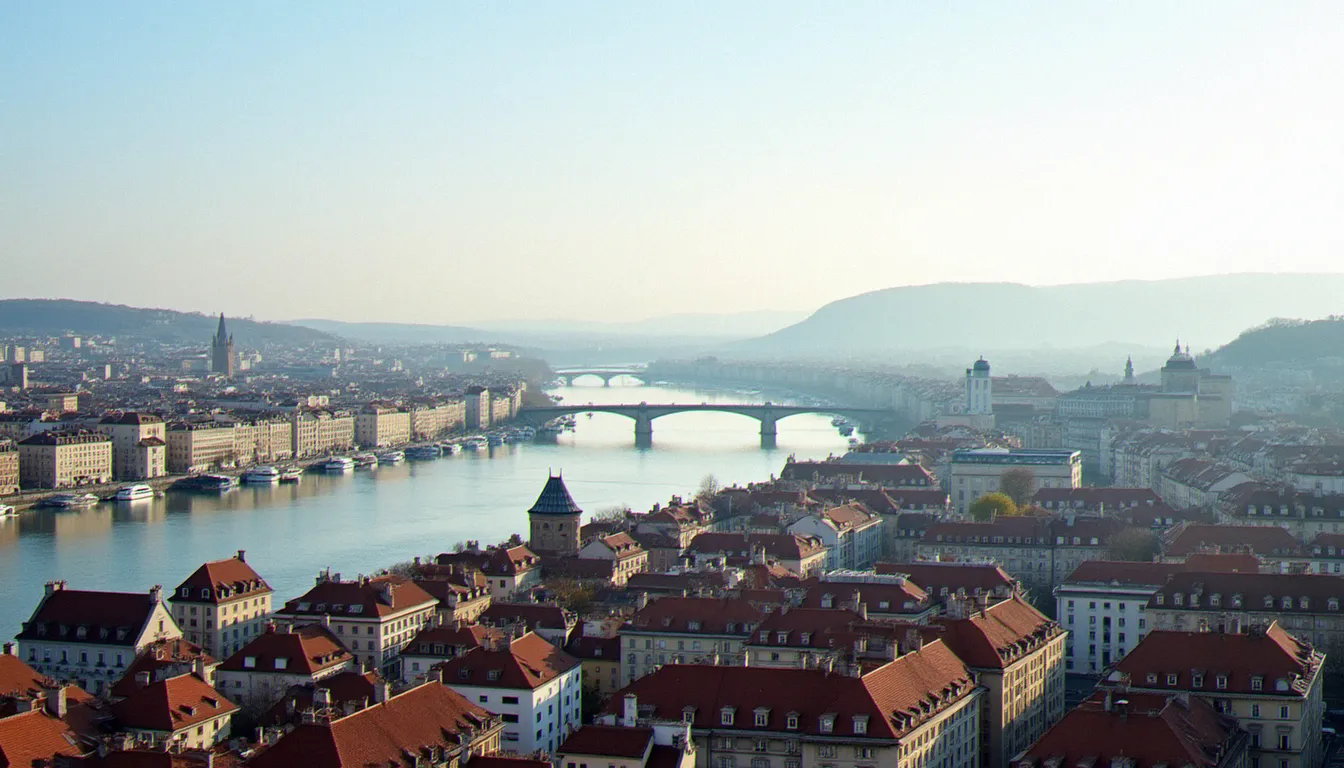 Vue sur les toits de Lyon et les deux fleuves, au cœur de la Métropole de Lyon et du Rhône