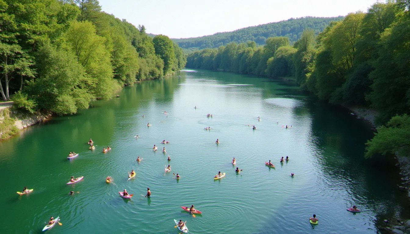 Baignade et activités nautiques dans le fleuve Allier à Vichy.