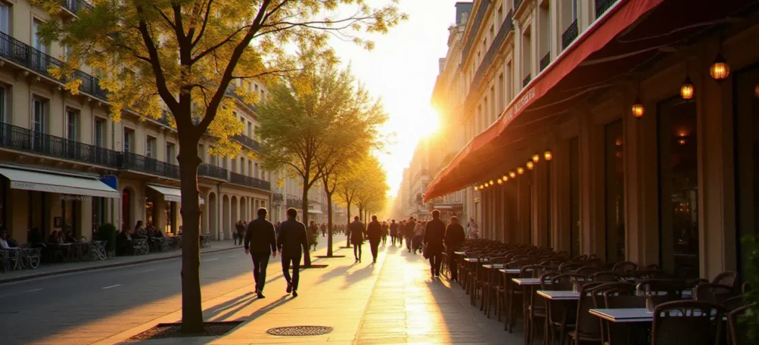 Façades Belle Époque de Vichy au coucher du soleil incarnant le style vichy avis des visiteurs
